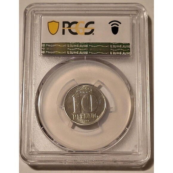 East Germany 1984 A 10 Pfennig MS64 PCGS Key Date Low Mintage - Picture 2 of 4